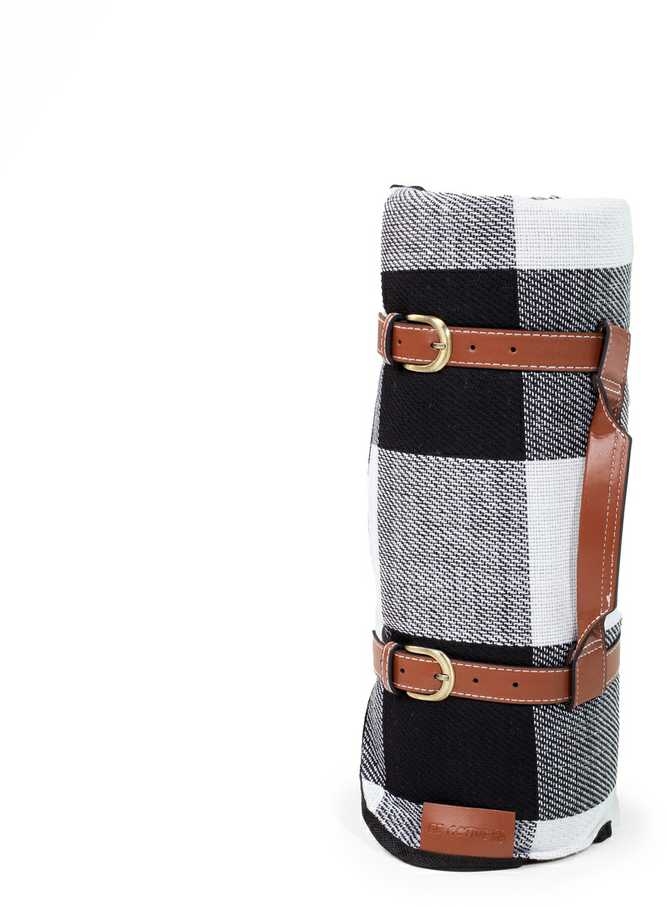 Active Paplūdimio iškylos antklodė su izoliacija 200x200 cm - juoda ir balta languotos spalvos