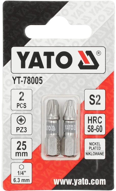 Yato Toya Sa Poland Antgaliai | 6,3 mm (1/4") | S2 Ni | kryžminiai PZ3 | 2 vnt. (YT-78005)