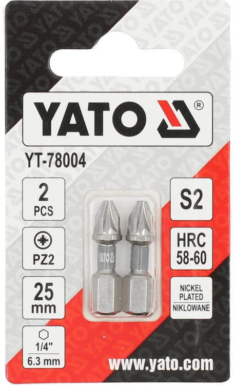 Yato Toya Sa Poland Antgaliai | 6,3 mm (1/4") | S2 Ni | kryžminiai PZ2 | 2 vnt. (YT-78004)