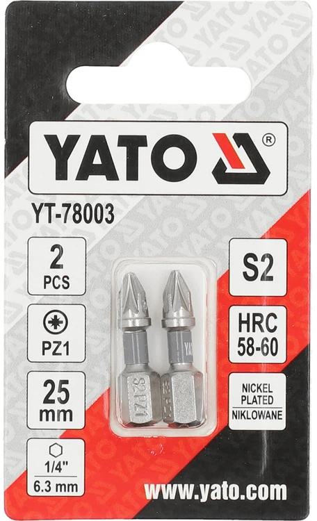 Yato Toya Sa Poland Antgaliai | 6,3 mm (1/4") | S2 Ni | kryžminiai PZ1 | 2 vnt. (YT-78003)