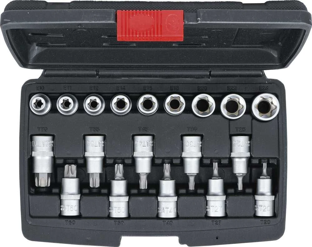 Bgs Technic Antgalių / galvučių rinkinys | 12,5 mm (1/2") | T-Star (Torx ) / E-Type | 19 vnt. (95100)