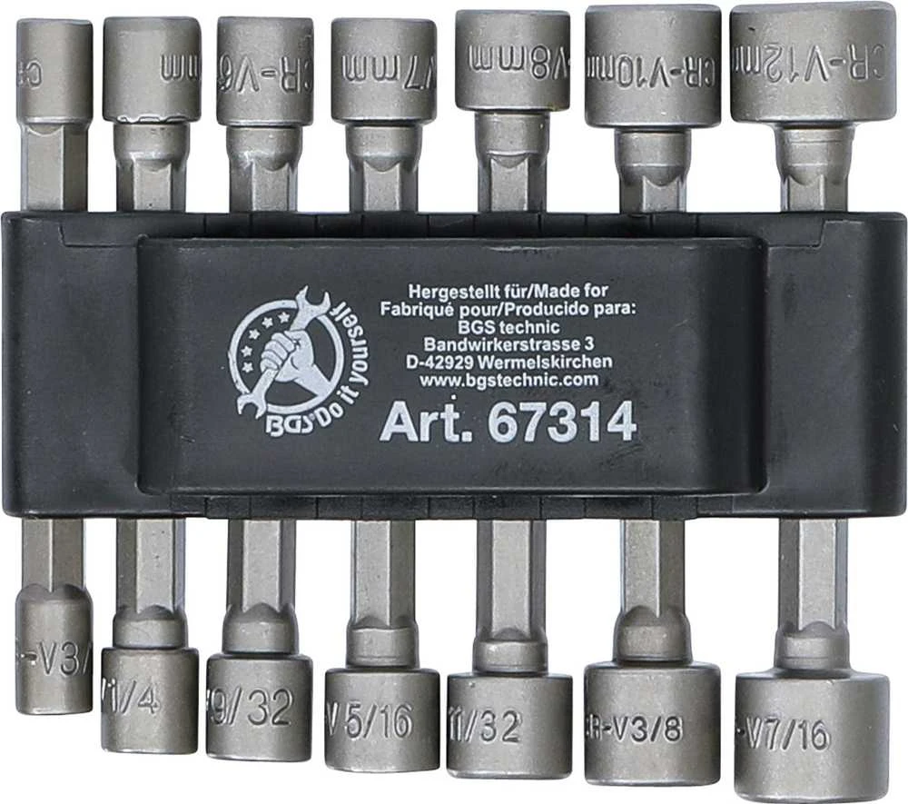 Bgs Technic Antgalių / galvučių rinkinys | 6.3 mm (1/4") | Metrinis + coliniai | 14 vnt. (67314)