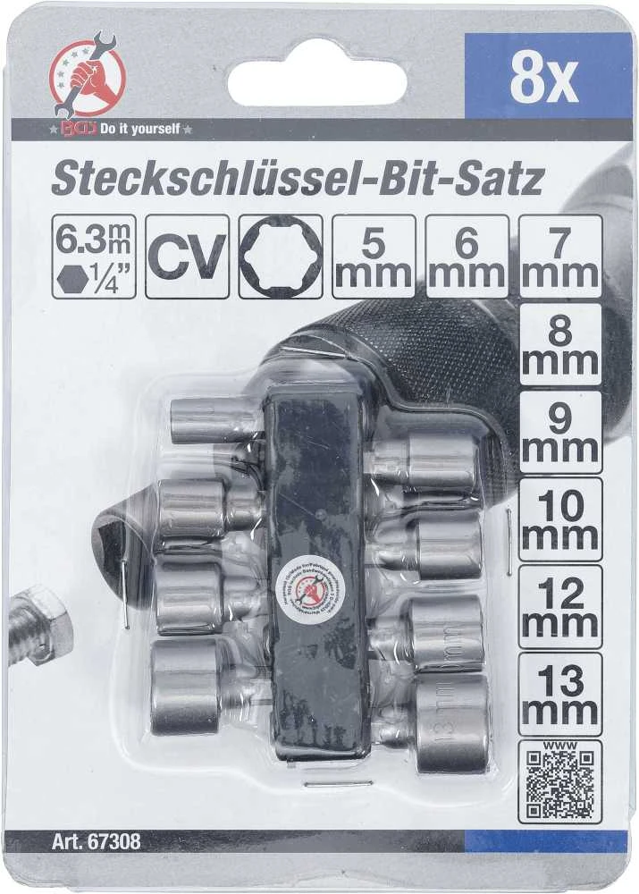 Bgs Technic Antgalių / galvučių rinkinys | 6.3 mm (1/4") | 5-13 mm | 8 vnt. (67308)