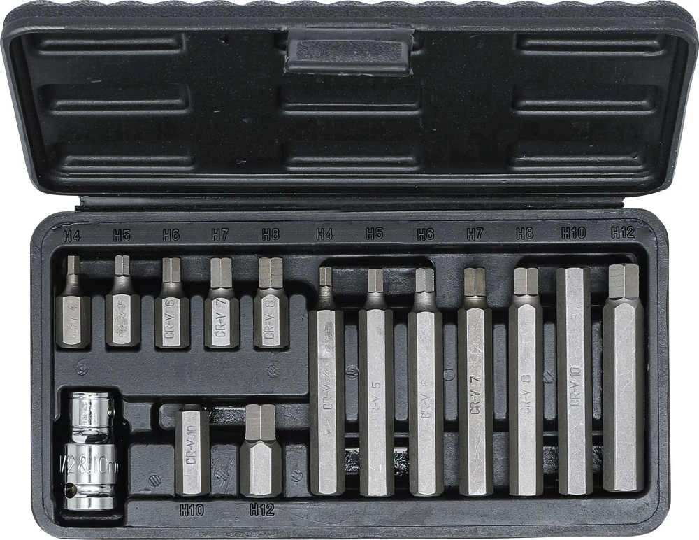 Grąžtas Bgs Technic Antgalių rinkinys Hex šešiakampiai | trumpas / ilgas | 10 mm (3/8") storio | 15 vnt. (5070)