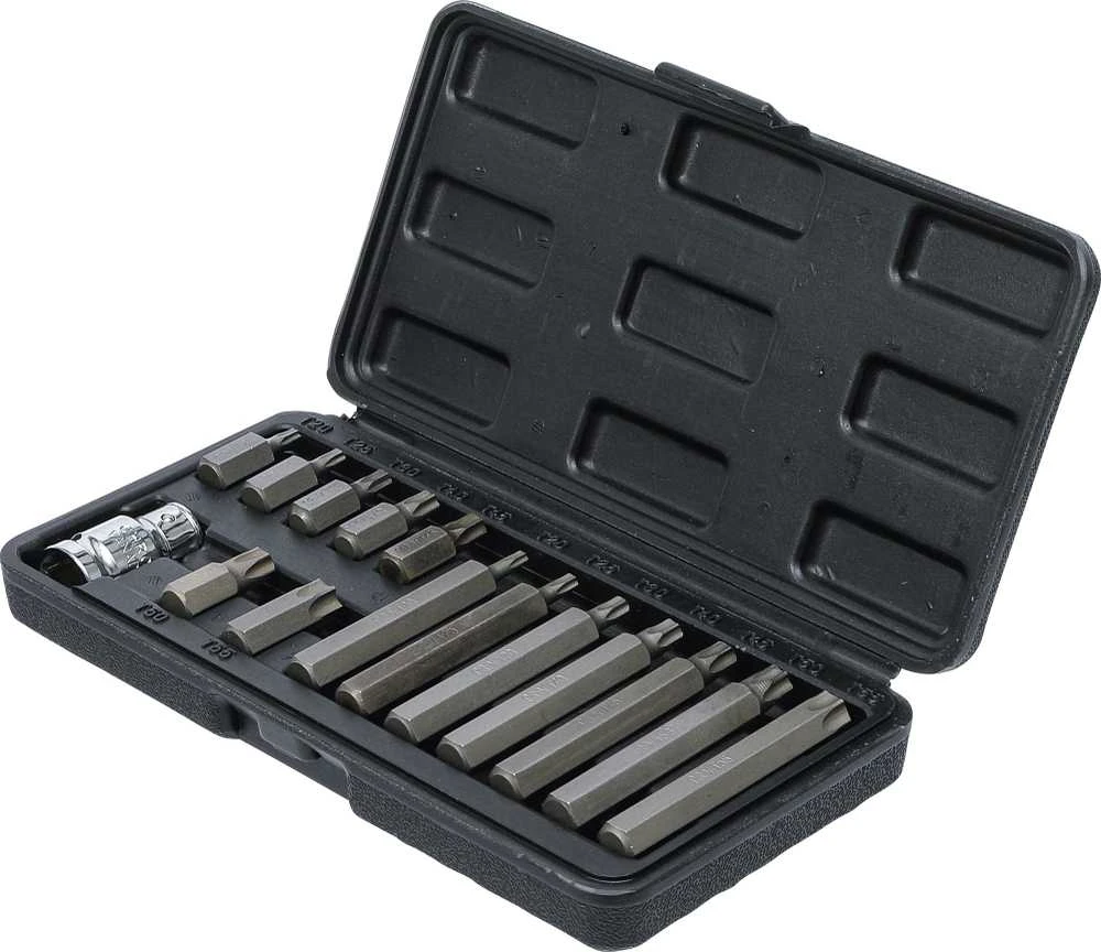 Grąžtas Bgs Technic Antgalių rinkinys | trumpas / ilgas | 10 mm (3/8") storio | T-Star (Torx) | 15 vnt. (5040)
