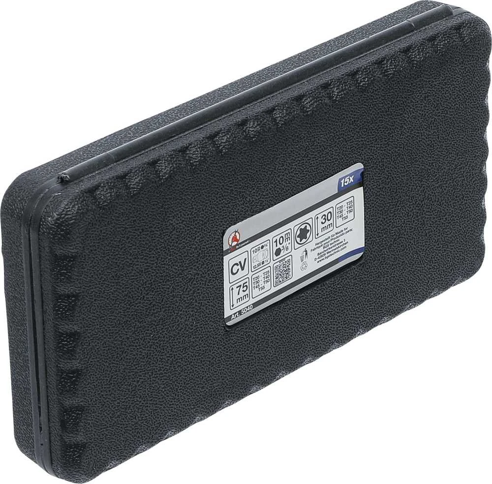 Grąžtas Bgs Technic Antgalių rinkinys | trumpas / ilgas | 10 mm (3/8") storio | T-Star (Torx) | 15 vnt. (5040)