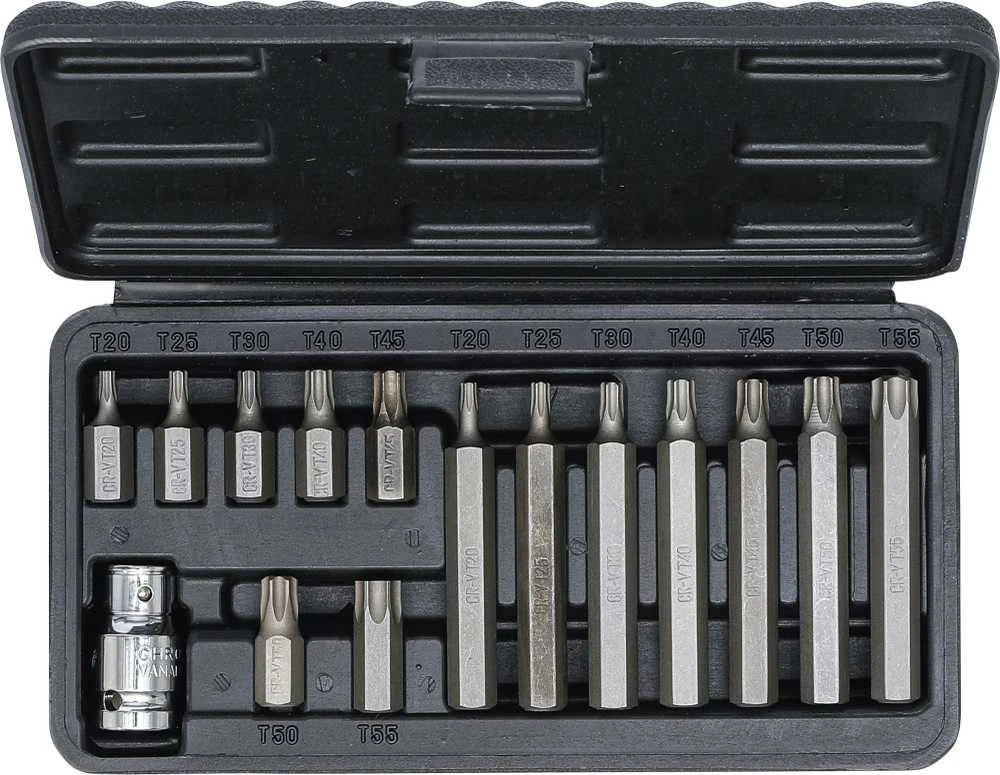 Grąžtas Bgs Technic Antgalių rinkinys | trumpas / ilgas | 10 mm (3/8") storio | T-Star (Torx) | 15 vnt. (5040)