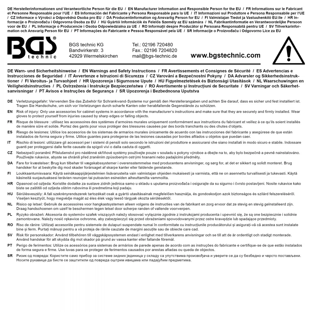 Bgs Technic Atliekų dėžė | sieninei dirbtuvių sistemai | 340 x 220 x 350 mm (74724)