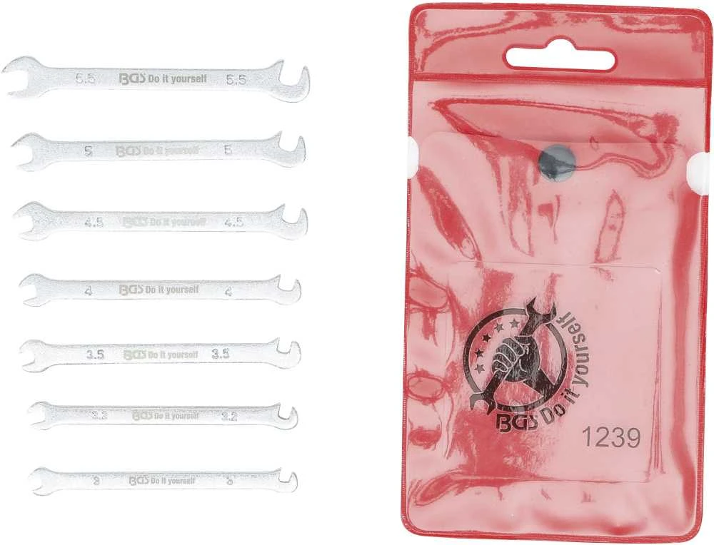 Bgs Technic Atvirų raktų rinkinys mažais numeriais rinkinys | mini versija | 3-5,5 mm | 7 vnt. (1239)