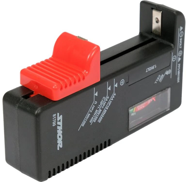 STHOR AKUMULIATORIŲ TESTERIS 1,5 V IR 9 V
