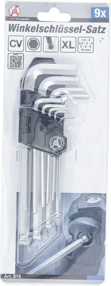 Bgs Technic L tipo raktų rinkinys | Vidinis šešiak./ vidinis šešiak.su šarnyru 1,5 - 10 mm | 9 vnt. (815)