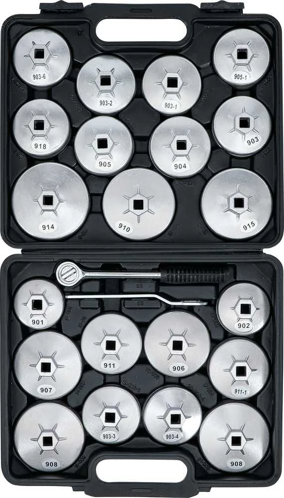 Bgs Technic Tepalo filtro lėkštelių rinkinys | lietas aliuminis | 12,5 mm (1/2") | 23 vnt. (1035)