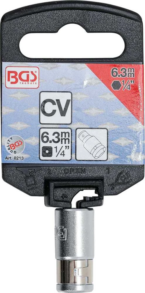 Grąžtas Bgs Technic Adapteris su fiksuojamu rutuliu | vidinis kvadratas 6.3 mm (1/4") | vidinis šešiakampis 6.3 mm (1/4") (8213)