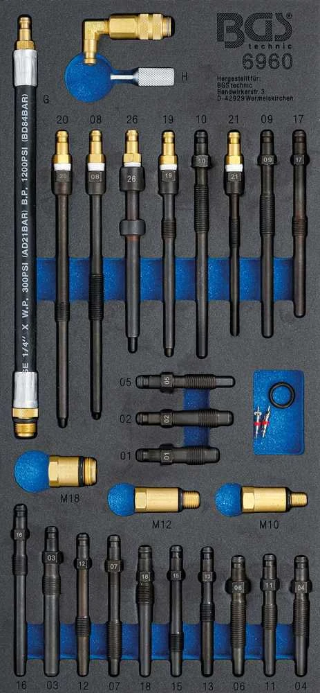 Bgs Technic Adapterių rinkinys suspaudimo ir slėgio nuotėkio testeriams | 30 vnt. (6960)
