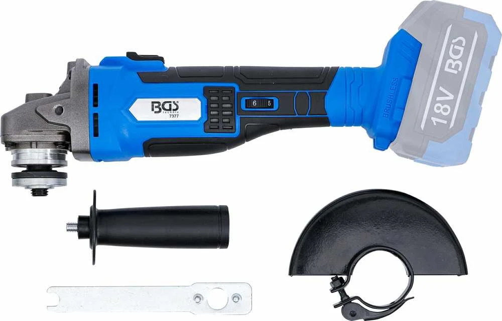 Bgs Technic Akumuliatorinio kampinio šlifuoklio rinkinys | bešepetėlinis | 18 V | su įkraunama baterija ir greitu įkrovikliu (7396)