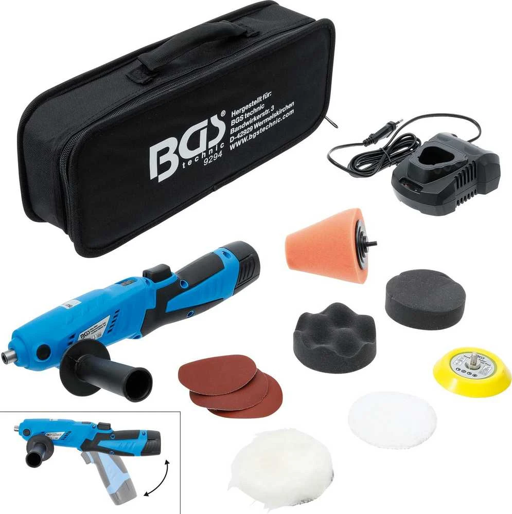 Bgs Technic Akumuliatorinis poliruoklis | su rinkiniu | max. 2800 rpm | 12 V | 1500 mAh (9294)