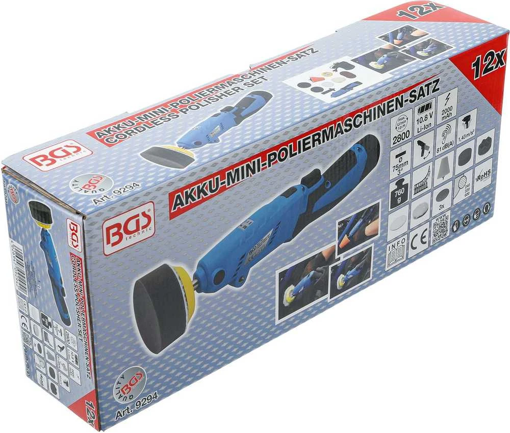 Bgs Technic Akumuliatorinis poliruoklis | su rinkiniu | max. 2800 rpm | 12 V | 1500 mAh (9294)