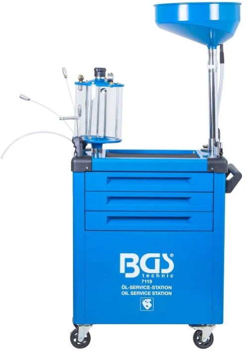 Bgs Technic Alyvos aptarnavimo stotelė su alyvos filtrų raktų rinkiniu | 70 l (7119)