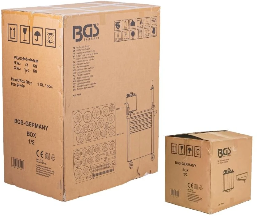 Bgs Technic Alyvos aptarnavimo stotelė su alyvos filtrų raktų rinkiniu | 70 l (7119)