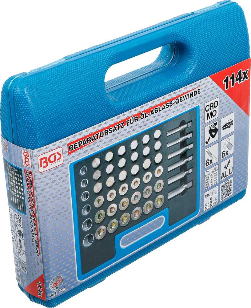 Bgs Technic Alyvos nutekėjimo sriegio taisymo komplektas | 114 vnt. (123)
