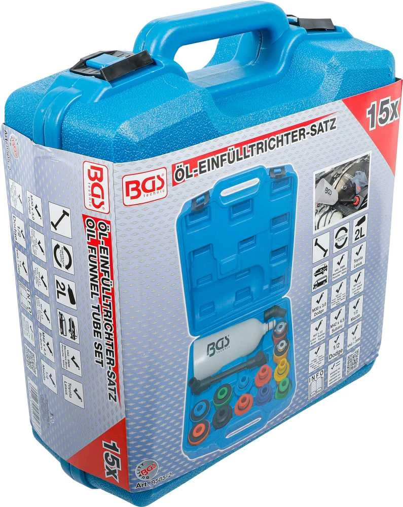 Bgs Technic Alyvos piltuvo adapterių rinkinys | Plastikinis tipas | 15 vnt. (8505-2)