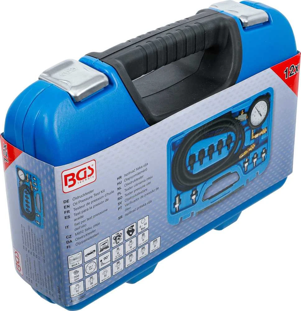 Bgs Technic Alyvos slėgio testeris su adapteriais (8007)