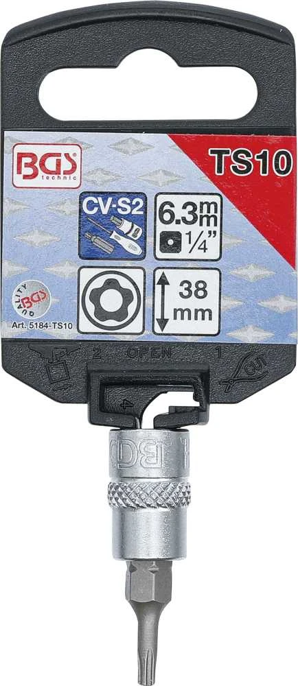 Bgs Technic Antgalis 1/4" įpresuotas į galvutę su skyle, penkiakampis TS10x38mm (5184-TS10)