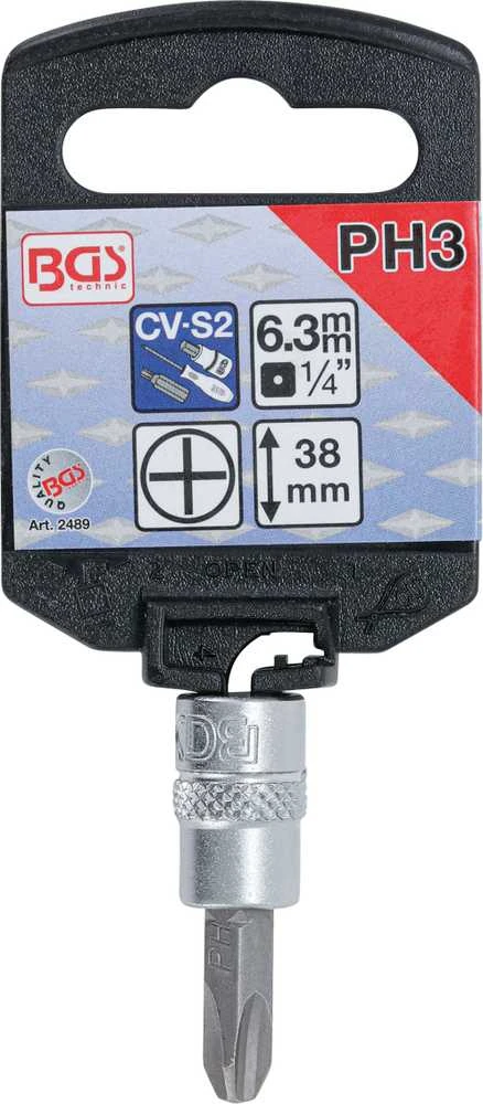 Bgs Technic Antgalis įpresuotas į galvutę | 6,3 mm (1/4") | Kryžminis PH3 (2489)