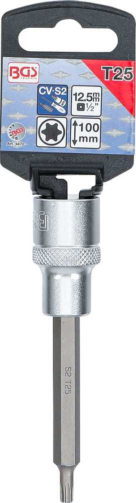 Bgs Technic Antgalis įpresuotas į galvutę | ilgis 100 mm | 12,5 mm (1/2") | T-star (Torx) T25 (4470)