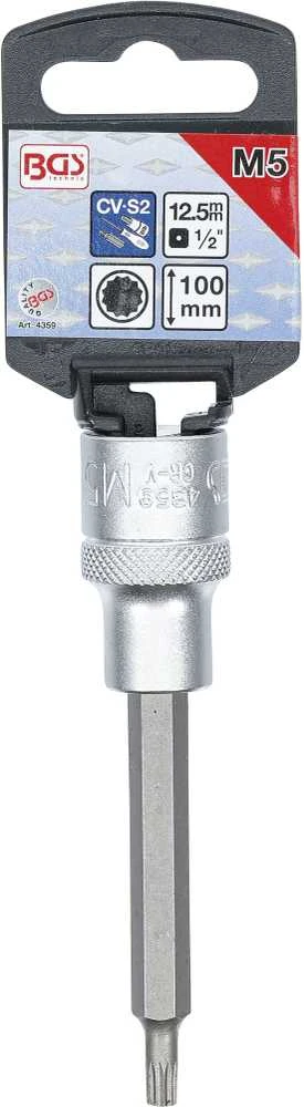 Bgs Technic Antgalis įpresuotas į galvutę | ilgis 100 mm | 12,5 mm (1/2") | Spline (XZN) | M5 (4359)