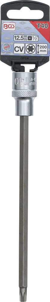 Bgs Technic Antgalis įpresuotas į galvutę | ilgis 200 mm | 12,5 mm (1/2") | T-Star (Torx) T40 (4480)