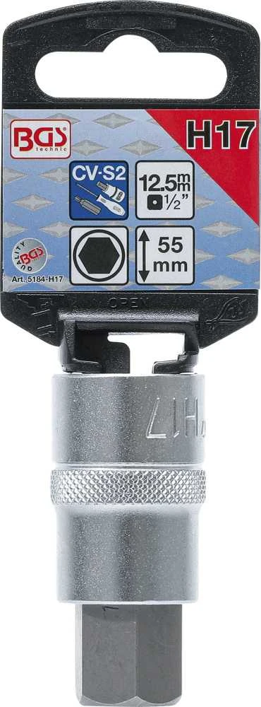 Bgs Technic Antgalis įpresuotas į galvutę | 12,5 mm (1/2") | hex šešiakampis 17 mm (5184-H17)