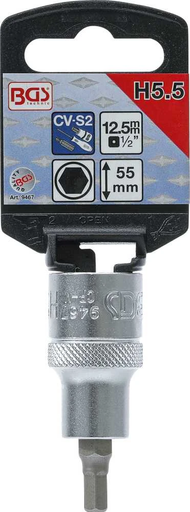 Bgs Technic Antgalis įpresuotas į galvutę | 12,5 mm (1/2") | hex šešiakampis 5.5 mm (9467)