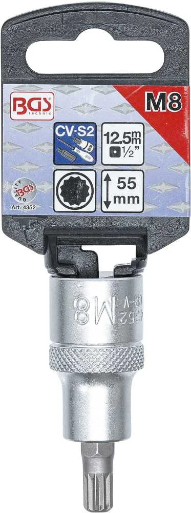 Bgs Technic Antgalis įpresuotas į galvutę | 12,5 mm (1/2") | Spline (XZN) M8 (4352)