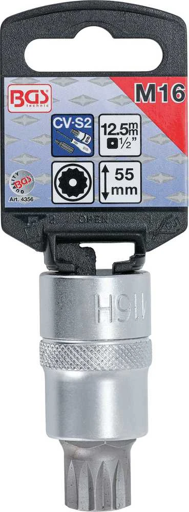 Bgs Technic Antgalis įpresuotas į galvutę | 12,5 mm (1/2") | Spline su skyle (XZN) M16 (4356)