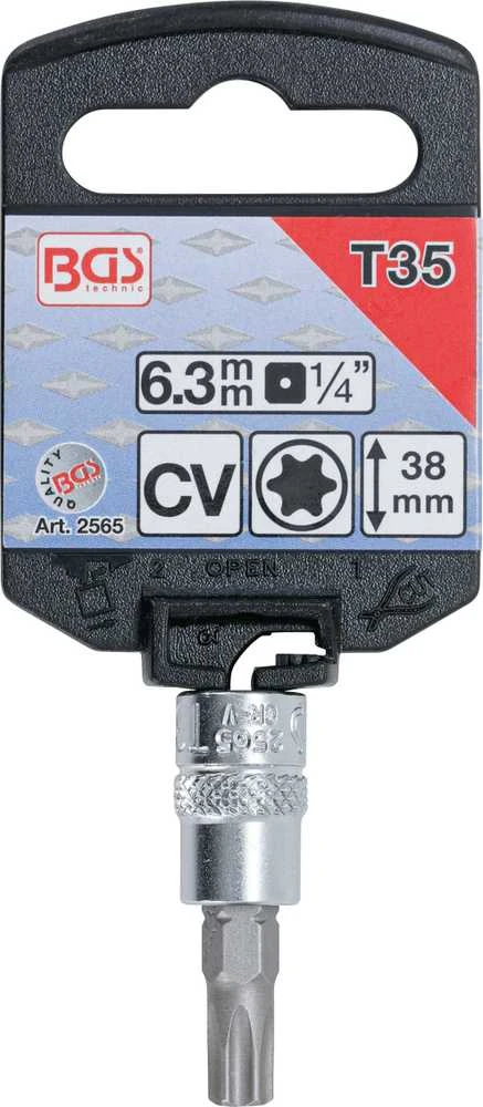 Bgs Technic Antgalis įpresuotas į galvutę | 6.3 mm (1/4") | T-Star (Torx) T35 (2565)