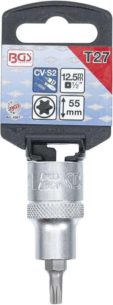 Bgs Technic Antgalis įpresuotas į galvutę | 12,5 mm (1/2") | T-Star (Torx) T27 (4367)