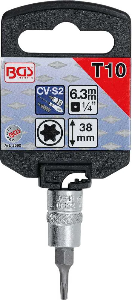 Bgs Technic Antgalis įpresuotas į galvutę | 6.3 mm (1/4") | T-Star (Torx) T10 (2590)
