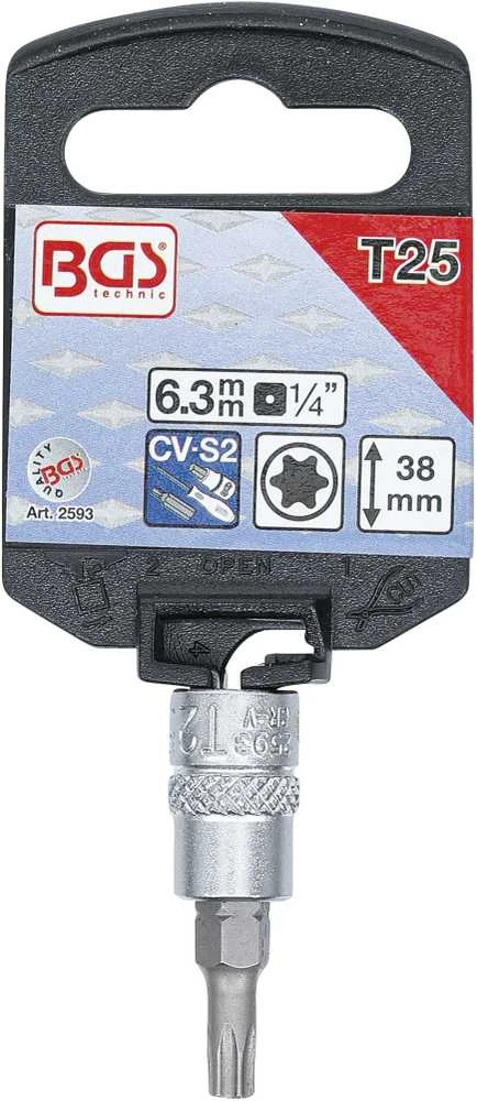 Grąžtas Bgs Technic Antgalis įpresuotas į galvutę | 6.3 mm (1/4") | T-Star (Torx) T25 (2593)