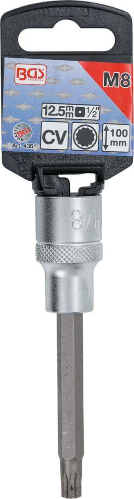 Bgs Technic Antgalis įpresuotas į galvutę | ilgis 100 mm | 12,5 mm (1/2") | Spline (XZN) | M8 (4361)