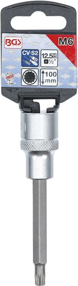 Bgs Technic Antgalis įpresuotas į galvutę | ilgis 100 mm | 12,5 mm (1/2") | Spline (XZN) | M6 (4360)