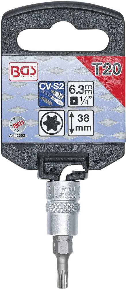 Grąžtas Bgs Technic Antgalis įpresuotas į galvutę | 6.3 mm (1/4") | T-Star (Torx) T20 (2592)