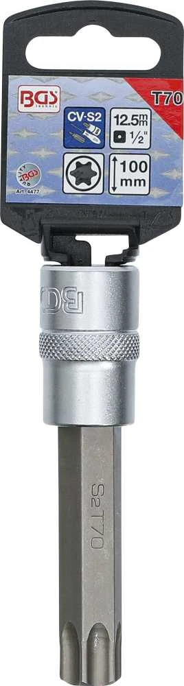Bgs Technic Antgalis įpresuotas į galvutę | ilgis 100 mm | 12,5 mm (1/2") | T-star (Torx) T70 (4477)