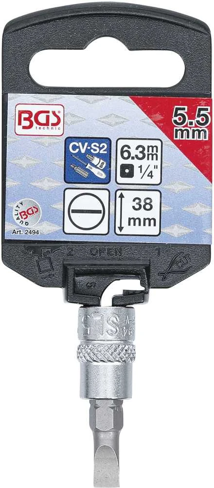 Bgs Technic Antgalis įpresuotas į galvutę | 6,3 mm (1/4") | Plokščias SL 5,5 mm (2494)