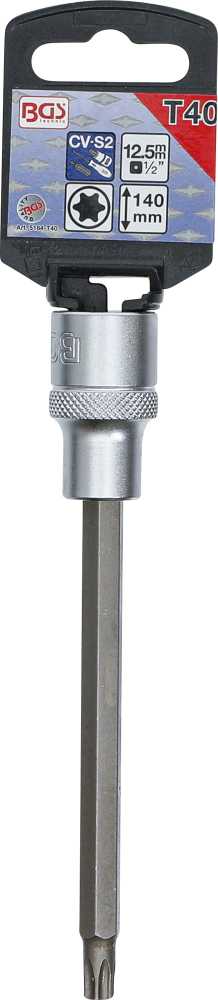 Bgs Technic Antgalis įpresuotas į galvutę | ilgis 140 mm | 12,5 mm (1/2") | T-Star (Torx) T40 (5184-T40)