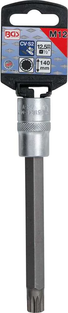 Bgs Technic Antgalis įpresuotas į galvutę | ilgis 140 mm | 12,5 mm (1/2") | Spline (XZN) | M12 (5184-M12)