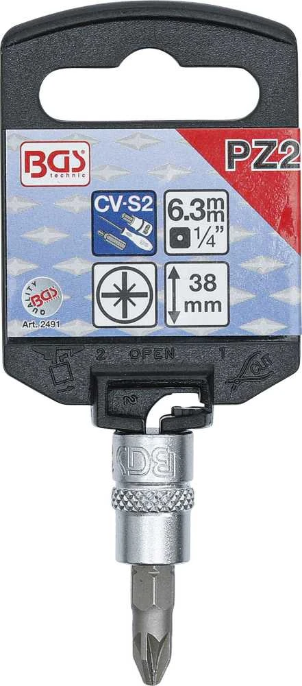 Bgs Technic Antgalis įpresuotas į galvutę | 6.3 mm (1/4") | Kryžminis PZ2 (2491)