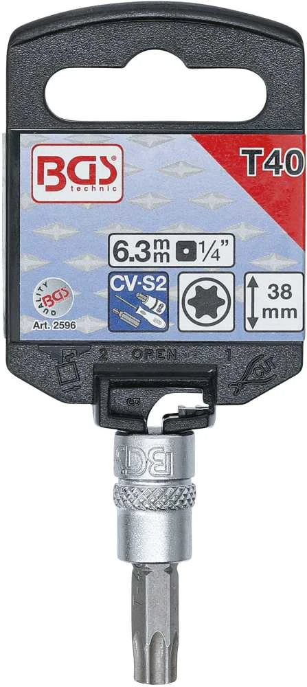 Grąžtas Bgs Technic Antgalis įpresuotas į galvutę | 6.3 mm (1/4") | T-Star (Torx) T40 (2596)