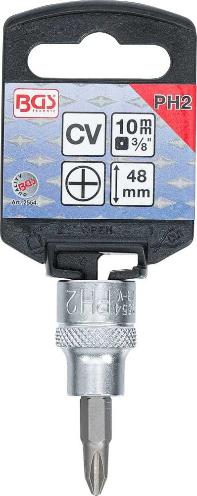 Bgs Technic Antgalis įpresuotas į galvutę | 10 mm (3/8") | Kryžminis PH2 (2554)
