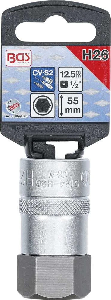 Bgs Technic Antgalis įpresuotas į galvutę | 12,5 mm (1/2") | hex šešiakampis 26 mm (5184-H26)